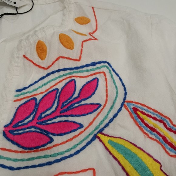 ZARA ! flower cotton floral embroidered kaftan(Medium) - Picture 3 of 8